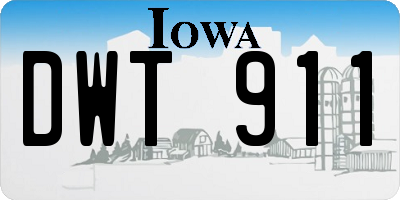 IA license plate DWT911