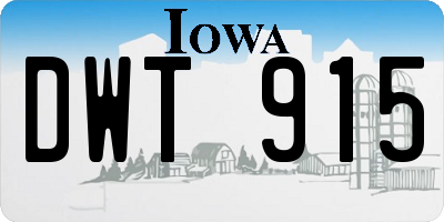 IA license plate DWT915