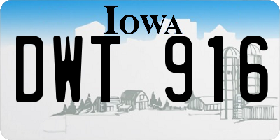 IA license plate DWT916