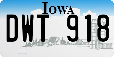 IA license plate DWT918