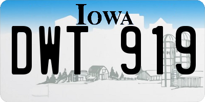 IA license plate DWT919
