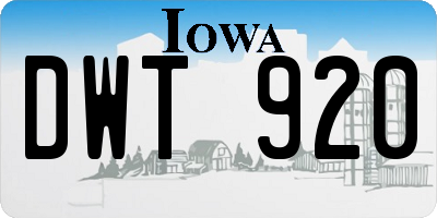 IA license plate DWT920