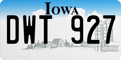 IA license plate DWT927