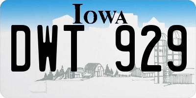 IA license plate DWT929