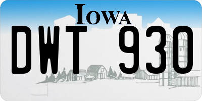 IA license plate DWT930