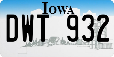 IA license plate DWT932