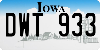 IA license plate DWT933