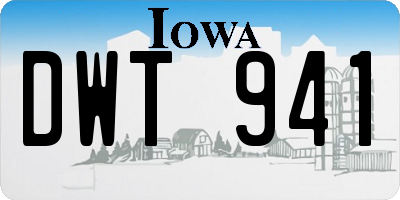 IA license plate DWT941