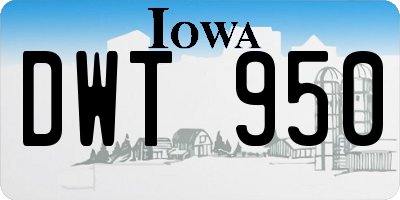 IA license plate DWT950