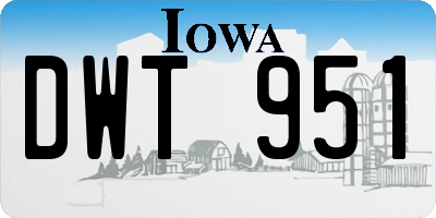 IA license plate DWT951