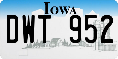 IA license plate DWT952