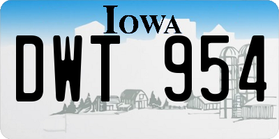 IA license plate DWT954