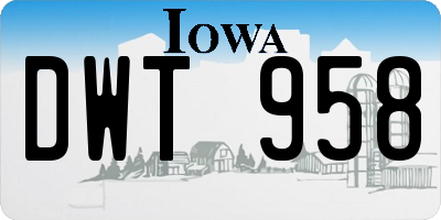 IA license plate DWT958
