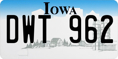 IA license plate DWT962