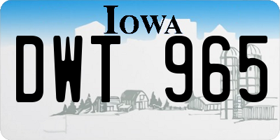 IA license plate DWT965