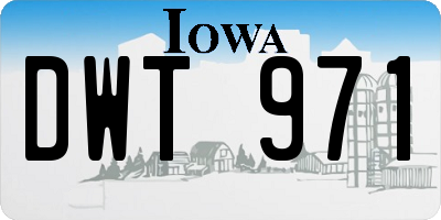 IA license plate DWT971