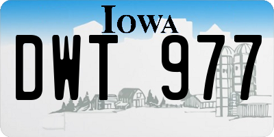 IA license plate DWT977