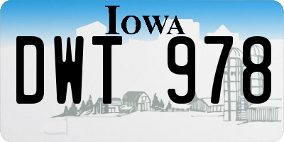 IA license plate DWT978