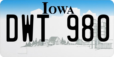 IA license plate DWT980