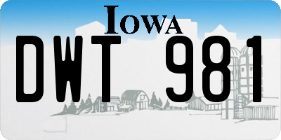 IA license plate DWT981