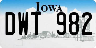 IA license plate DWT982