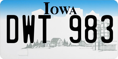 IA license plate DWT983