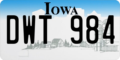 IA license plate DWT984