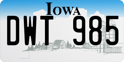 IA license plate DWT985