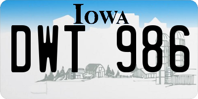 IA license plate DWT986