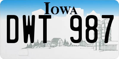 IA license plate DWT987