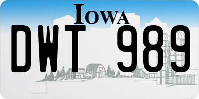 IA license plate DWT989