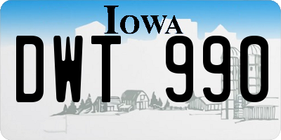 IA license plate DWT990