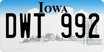 IA license plate DWT992