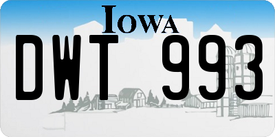 IA license plate DWT993