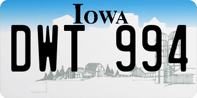 IA license plate DWT994