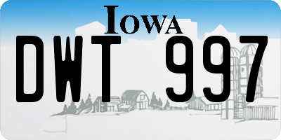 IA license plate DWT997