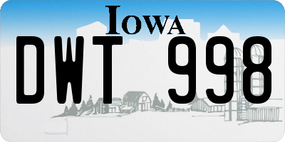 IA license plate DWT998