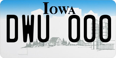 IA license plate DWU000