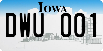 IA license plate DWU001