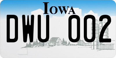 IA license plate DWU002