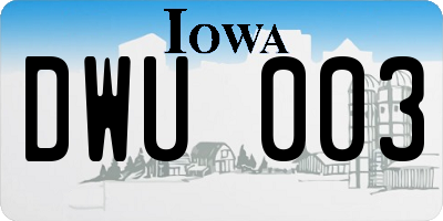 IA license plate DWU003