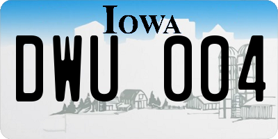 IA license plate DWU004