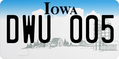 IA license plate DWU005