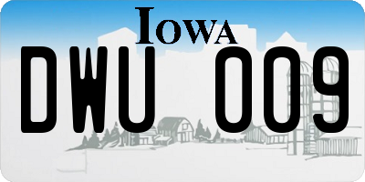 IA license plate DWU009
