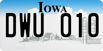 IA license plate DWU010