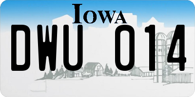 IA license plate DWU014