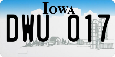 IA license plate DWU017