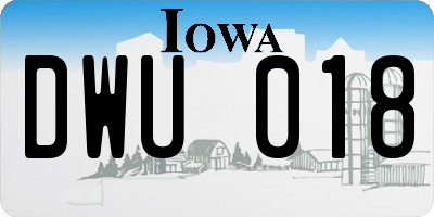 IA license plate DWU018