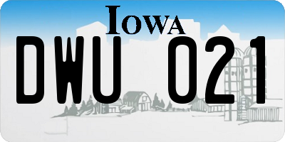 IA license plate DWU021