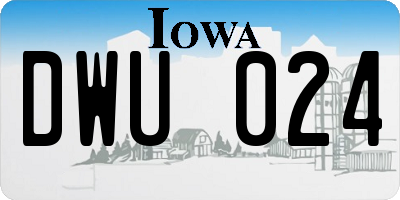 IA license plate DWU024